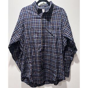 Brooks Brothers 346 Shirt Non Iron Size Large Mens‎ Blue Brown Plaid Long Sleeve